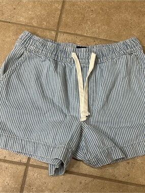 GAP Light Blue and White Striped Women's Drawstring Shorts